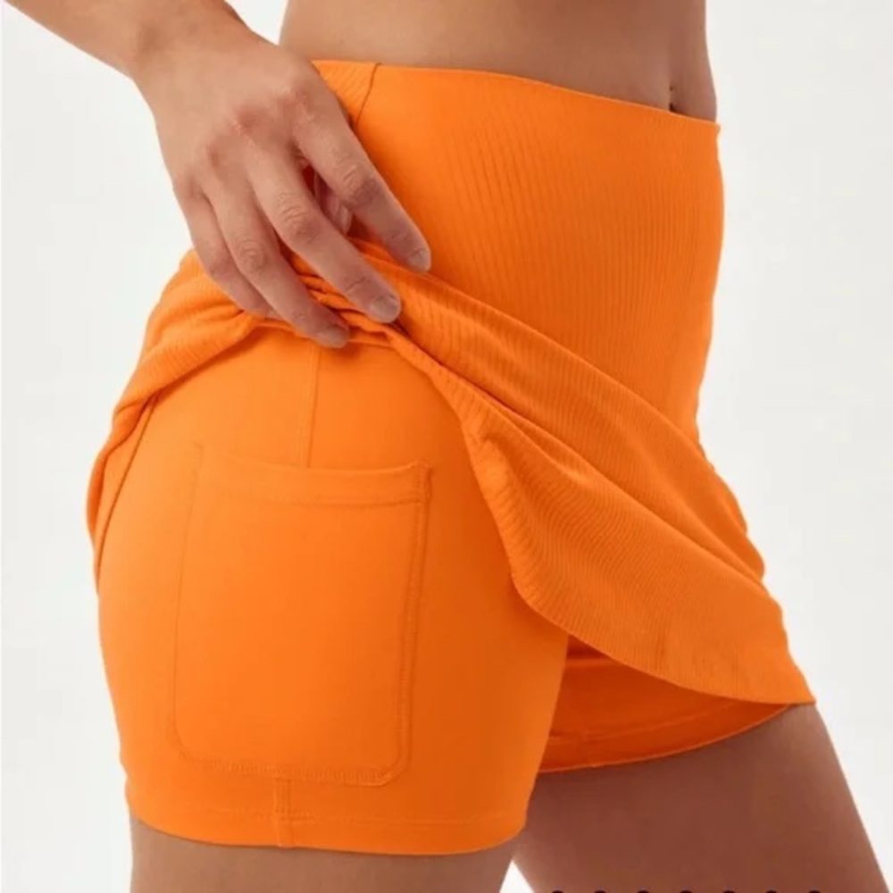Girlfriend Collective Vibrant Orange Skorts